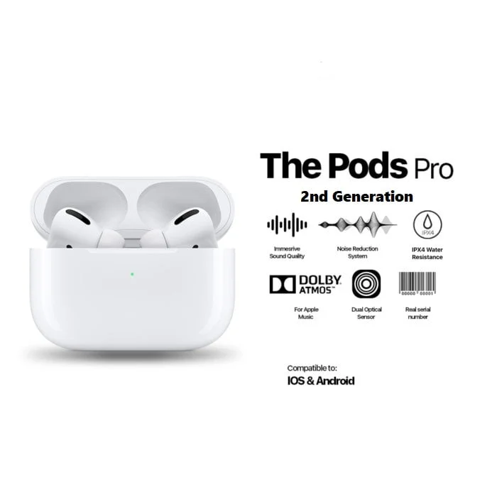 AirPods Pro Wireless Charging Case, ANC, Ear Tips, Charging (White) Pro with ANC & Spatial Audio Features JUST Like Original